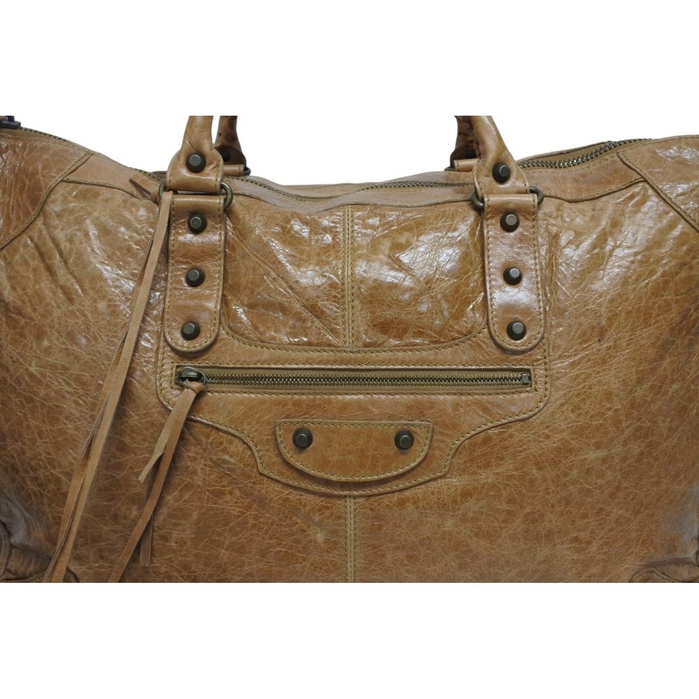 BALENCIAGA The Weekender handbag brown leather - Picture 4 of 9